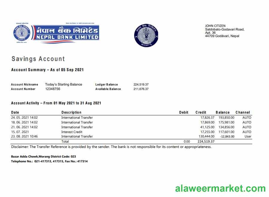 Nepal Bank Nepal excel pdf